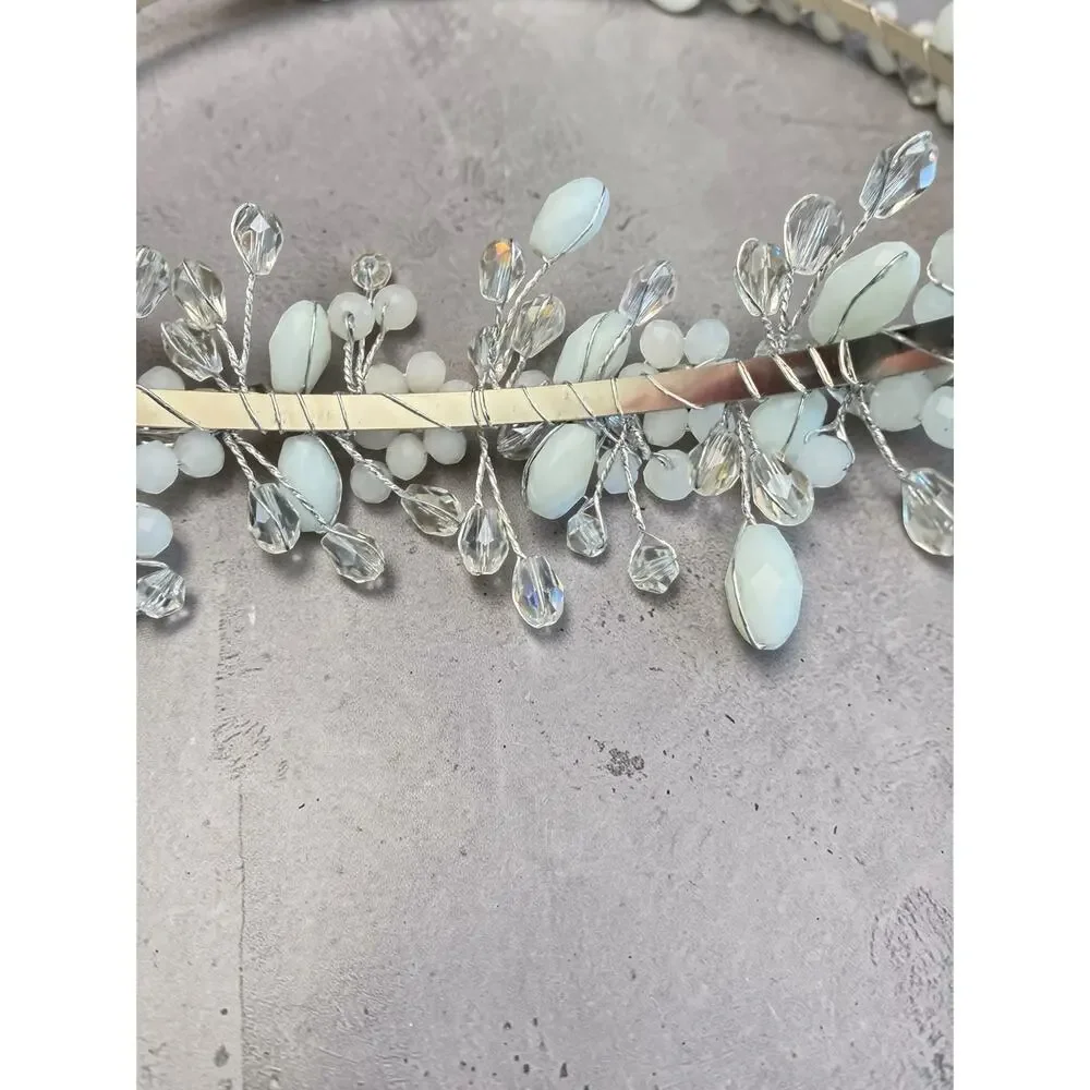 Floral Beaded Bridal Headband Wedding Flower Girl Hair Accessory
